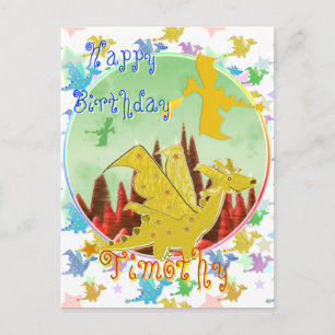 Schattigee Cartoon Dragons Happy Birthday Briefkaa Briefkaart
