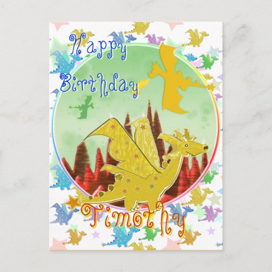 Schattigee Cartoon Dragons Happy Birthday Briefkaa Briefkaart (Voorkant)