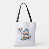 "Schattigee Cartoon Duckling Kiteboarding - Witte Tote Bag (Achterkant)