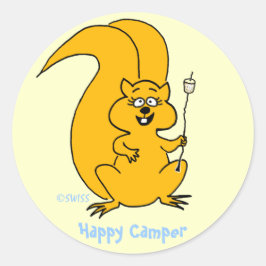 Schattigee Cartoon Eekhoorn Happy Camper Envelope  Ronde Sticker