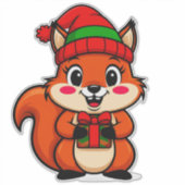 Schattigee Cartoon Eekhoorn in Vakantie Pet Sticker (Voorkant)