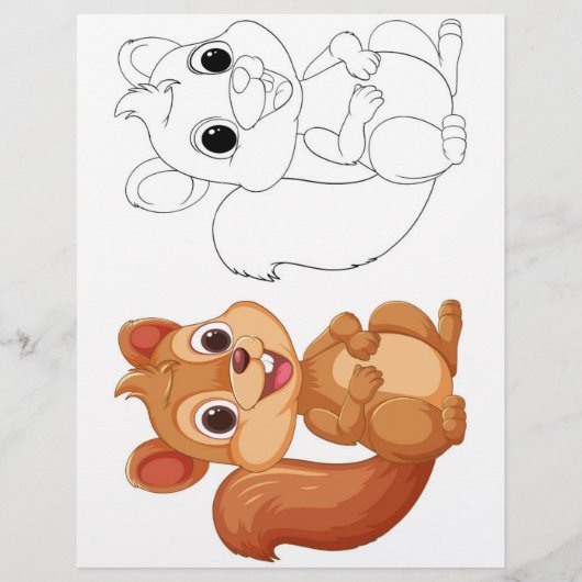 Schattigee Cartoon eekhoorn kleurplaat Flyer (Voorkant)