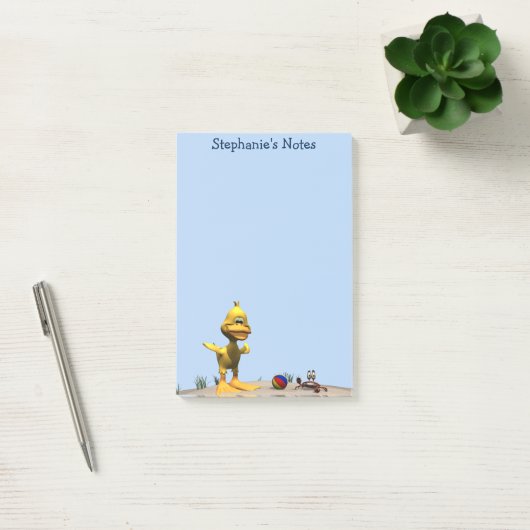 Schattigee Cartoon eend en krab op het strand Post-it® Notes (Kantoor)