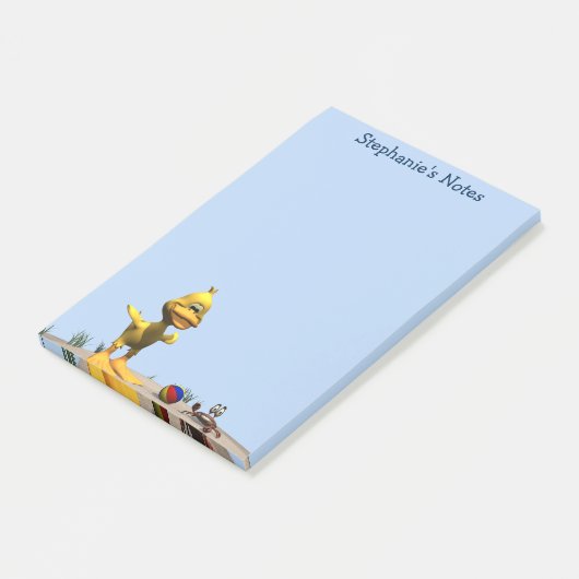 Schattigee Cartoon eend en krab op het strand Post-it® Notes (Schuin)