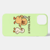 Schattigee cartoon eend "Niet aanraken" iPhone Hoesje (Achterkant horizontaal)