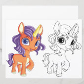 Schattigee Cartoon Eenhoorn kleurplaat (Voorkant / Achterkant)