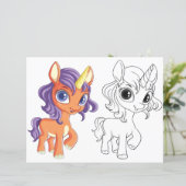 Schattigee Cartoon Eenhoorn kleurplaat (Staand voorkant)