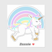 Schattigee Cartoon Eenhoorn met Regenboog - Kiss-C Sticker (Vel)