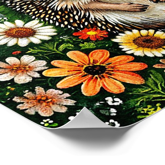 Schattigee Cartoon egel Poster (Hoek)