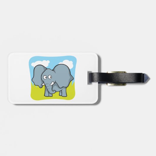Schattigee Cartoon Elephant Fun Oerwoud Dier Bagagelabel (Achterkant horizontaal)