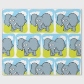 Schattigee Cartoon Elephant Fun Oerwoud Dier Cadeaupapier (Vlak)