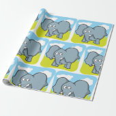 Schattigee Cartoon Elephant Fun Oerwoud Dier Cadeaupapier (Uitgerold)