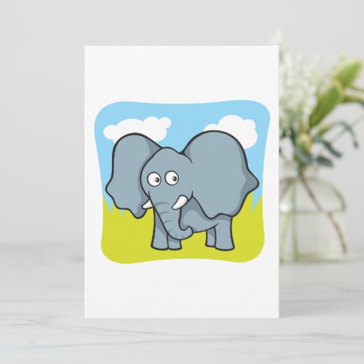 Schattigee Cartoon Elephant Fun Oerwoud Dier Kaart (Staand voorkant)