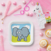Schattigee Cartoon Elephant Fun Oerwoud Dier Papieren Bordje (Feest)