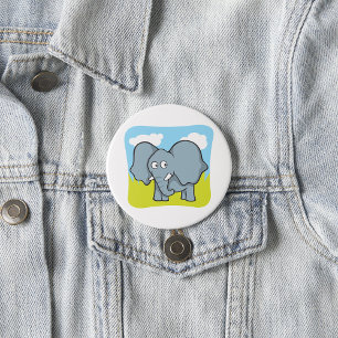 Schattigee Cartoon Elephant Fun Oerwoud Dier Ronde Button 7,6 Cm