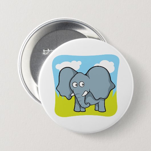Schattigee Cartoon Elephant Fun Oerwoud Dier Ronde Button 7,6 Cm (Voorkant /achterkant)