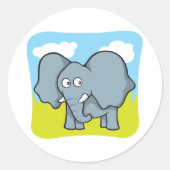 Schattigee Cartoon Elephant Fun Oerwoud Dier Ronde Sticker (Voorkant)
