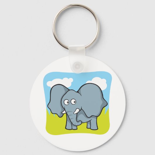 Schattigee Cartoon Elephant Fun Oerwoud Dier Sleutelhanger (Voorkant)