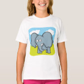 Schattigee Cartoon Elephant Fun Oerwoud Dier T-shirt (Voorkant)