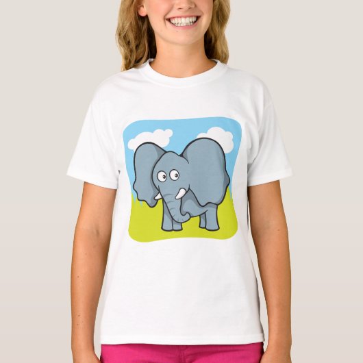 Schattigee Cartoon Elephant Fun Oerwoud Dier T-shirt (Voorkant)