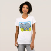 Schattigee Cartoon Elephant Fun Oerwoud Dier T-shirt (Voorkant volledig)