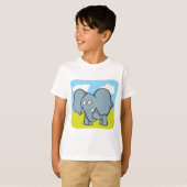 Schattigee Cartoon Elephant Fun Oerwoud Dier T-shirt (Voorkant volledig)