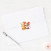 Schattigee Cartoon en kaas Ronde Sticker (Envelop)