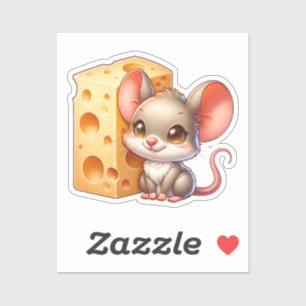 Schattigee Cartoon en kaas Sticker
