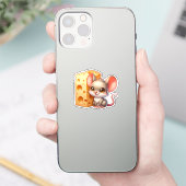 Schattigee Cartoon en kaas Sticker (Telefoon)
