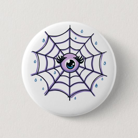 Schattigee Cartoon Eye in een sprankelend web Ronde Button 5,7 Cm (Voorkant)