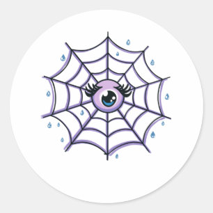Schattigee Cartoon Eye in een sprankelend web Ronde Sticker