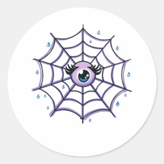 Schattigee Cartoon Eye in een sprankelend web Ronde Sticker