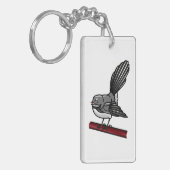 Schattigee Cartoon Fantail op een tak Sleutelhanger (Voorkant Links)