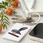 Schattigee Cartoon Fantail op een tak Sleutelhanger (Voorkant Rechts)