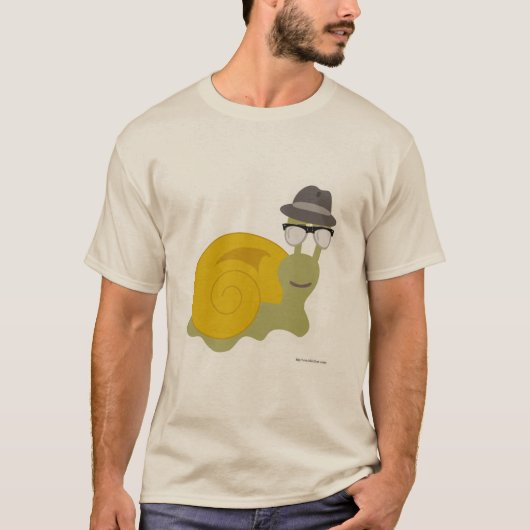 Schattigee Cartoon Fedora Hepcat slak karakter T-shirt (Voorkant)