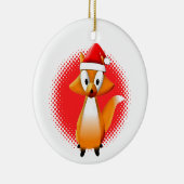 Schattigee Cartoon Fox Dier met Santas Pet Rood Keramisch Ornament (Rechts)