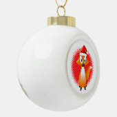 Schattigee Cartoon Fox Dier met Santas Pet Rood Keramische Bal Ornament (Links)