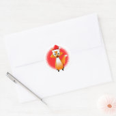 Schattigee Cartoon Fox Dier met Santas Pet Rood Ronde Sticker (Envelop)