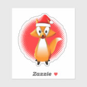 Schattigee Cartoon Fox Dier met Santas Pet Rood Sticker (Vel)