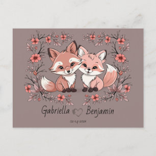 Schattigee Cartoon Fox Lovers Hart Valentijn's Day Briefkaart
