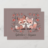 Schattigee Cartoon Fox Lovers Hart Valentijn's Day Briefkaart (Voorkant / Achterkant)