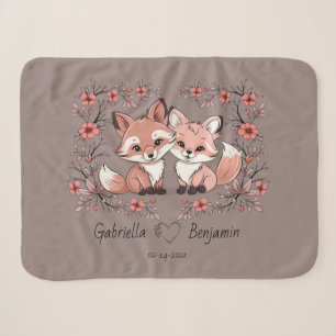 Schattigee Cartoon Fox Lovers Hart Valentijn's Day Sherpa Deken