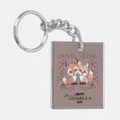 Schattigee Cartoon Fox Lovers Hearts Valentijn's D Sleutelhanger (Voorkant Links)