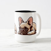 Schattigee Cartoon Franse Bulldog Tweekleurige Koffiemok (Voorkant rechts)