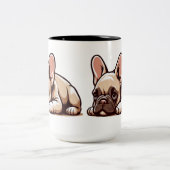 Schattigee Cartoon Franse Bulldog Tweekleurige Koffiemok (Center)