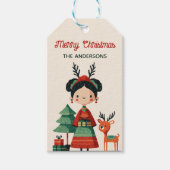 Schattigee Cartoon Frida Kahlo Retro Vrolijk Kerst Cadeaulabel (Voorkant)