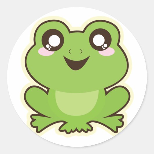 Schattigee Cartoon Frog Classic Ronde Sticker (Voorkant)