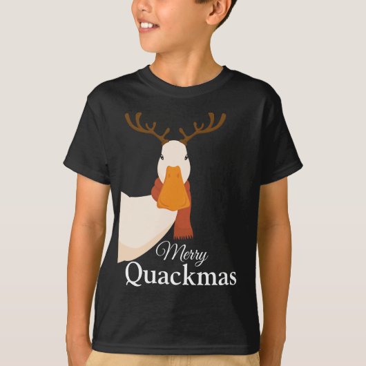 Schattigee cartoon Funny Christmas Duck Merry Quac T-shirt (Voorkant)