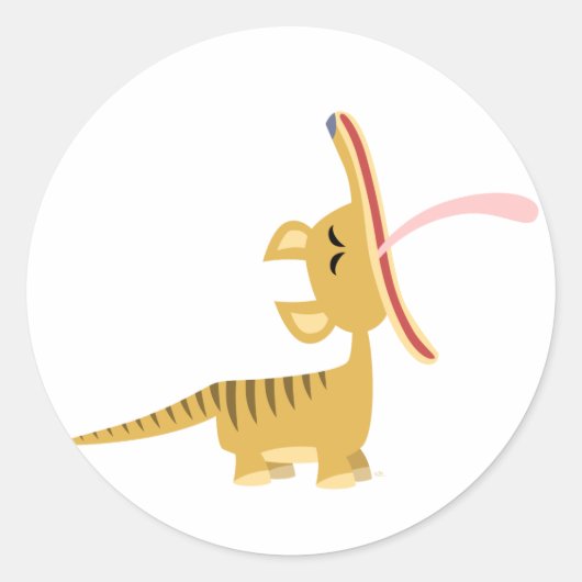 Schattigee Cartoon Gapen Thylacine Sticker (Voorkant)
