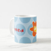 Schattigee Cartoon Geel Leeuw Blauw Stippen Leuk K Koffiemok (Voorkant links)